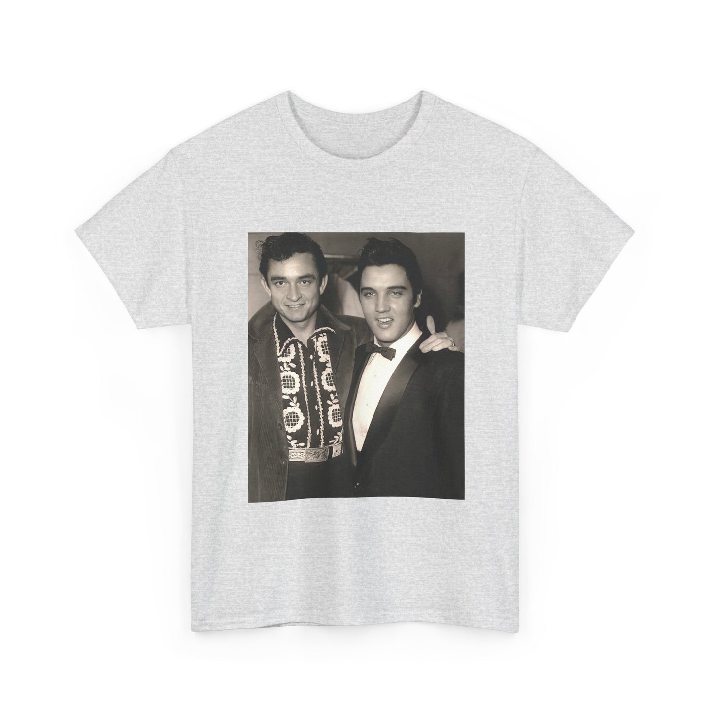 Elvis And Johnny cash shirt vintage graphic art black and white Heavy Cotton