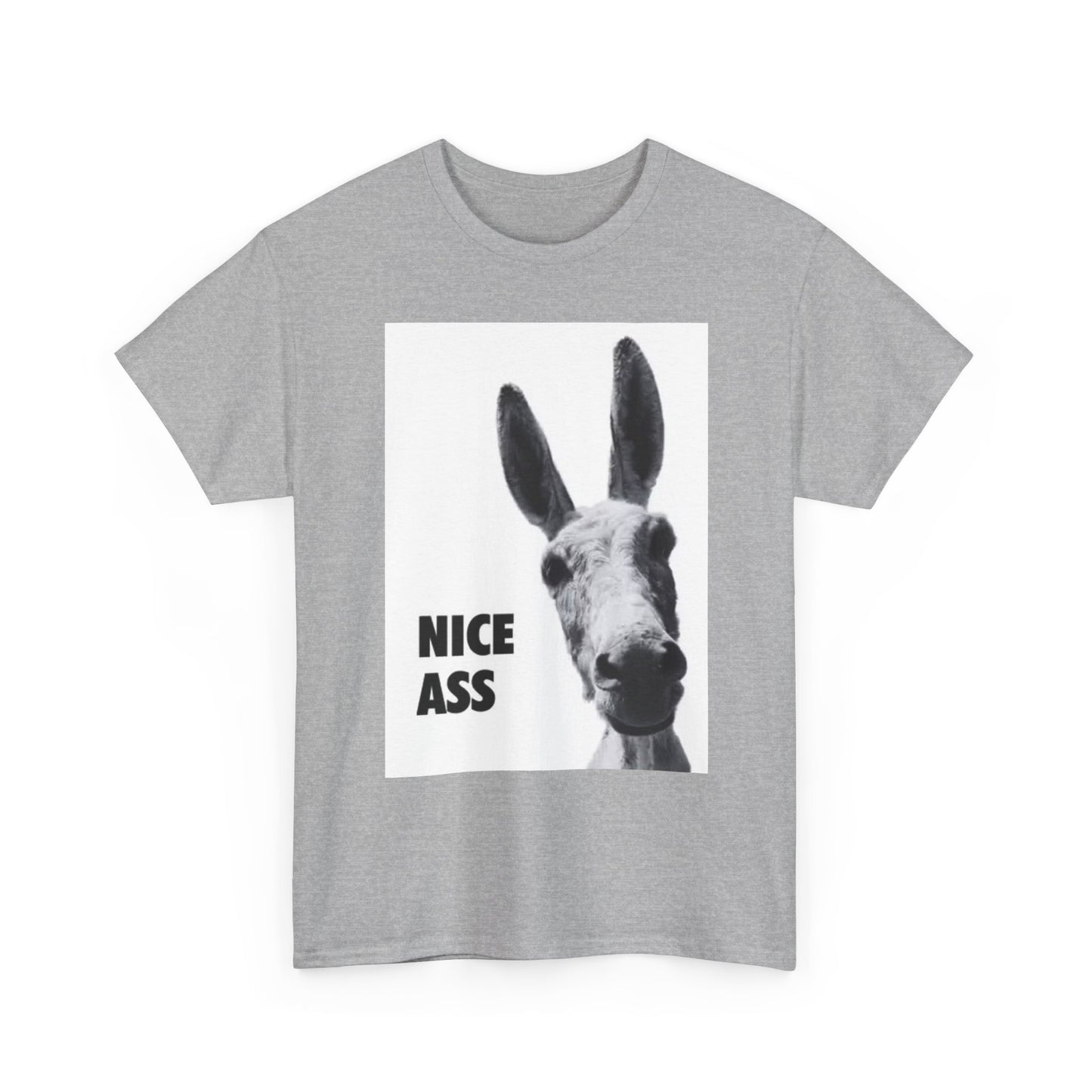 Nice Ass T Shirt Funny Donkey Animal Jokes Comedy Gift Unisex Heavy Cotton Tee