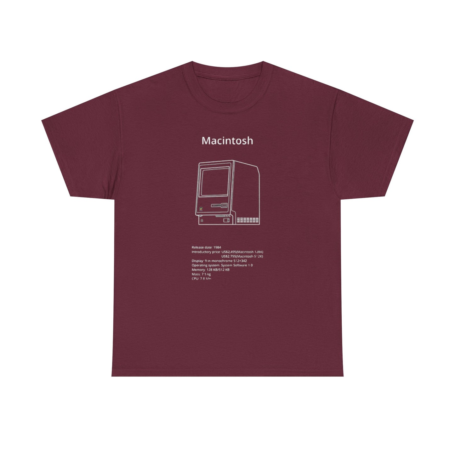 Macintosh Computer Graphic T Shirt Retro Tech Unisex Heavy Cotton Tee