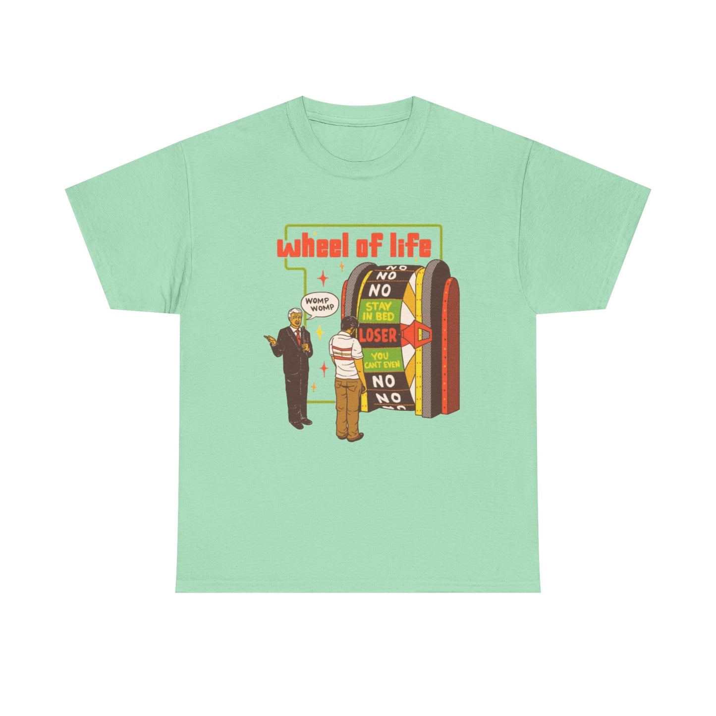 Wheel Of Life Funny Dark Humor Jokes Graphic T Shirt Regular Men's Heavy Cotton Tee