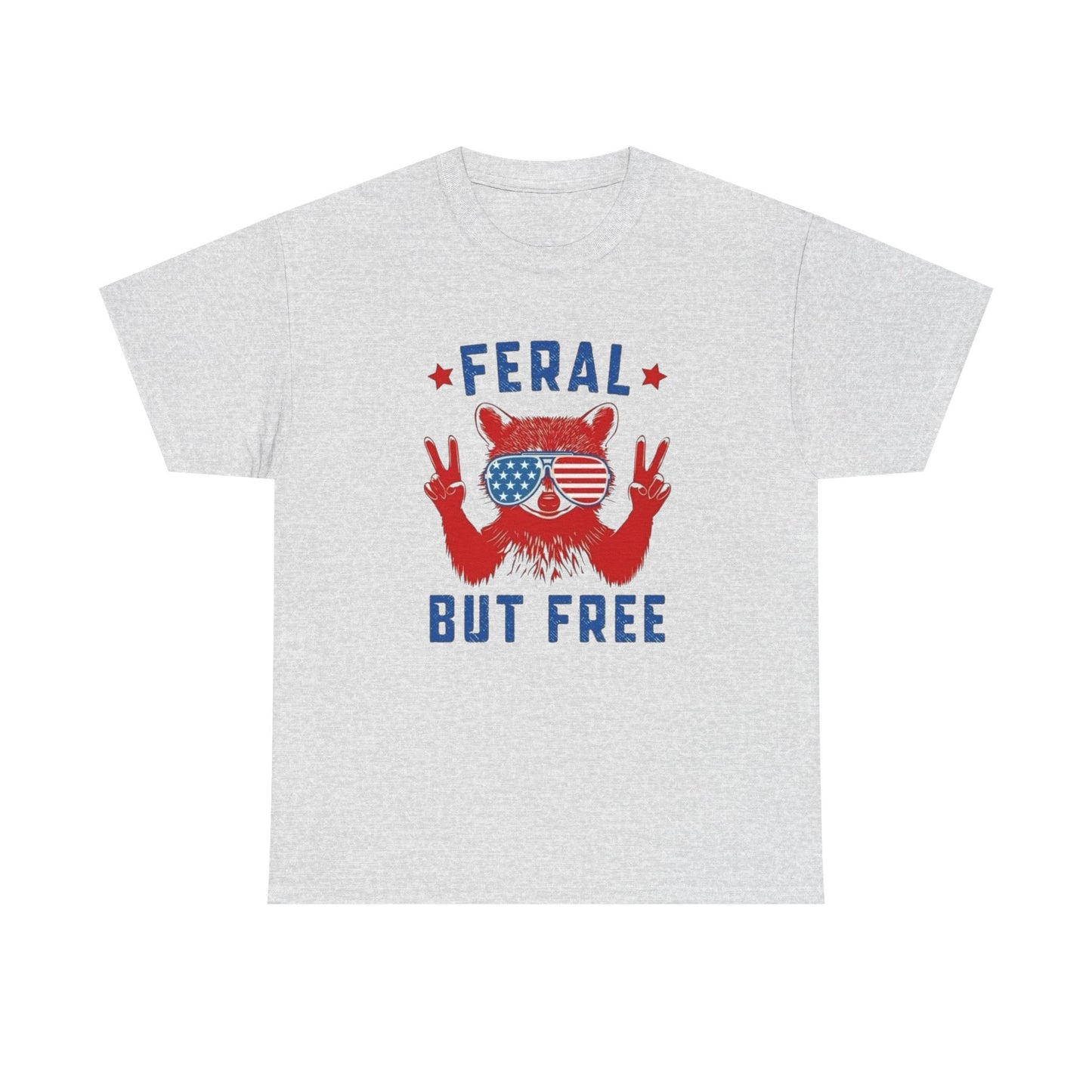 Feral But Free American Flag Graphic T-Shirt Unisex Heavy Cotton Tee NEW