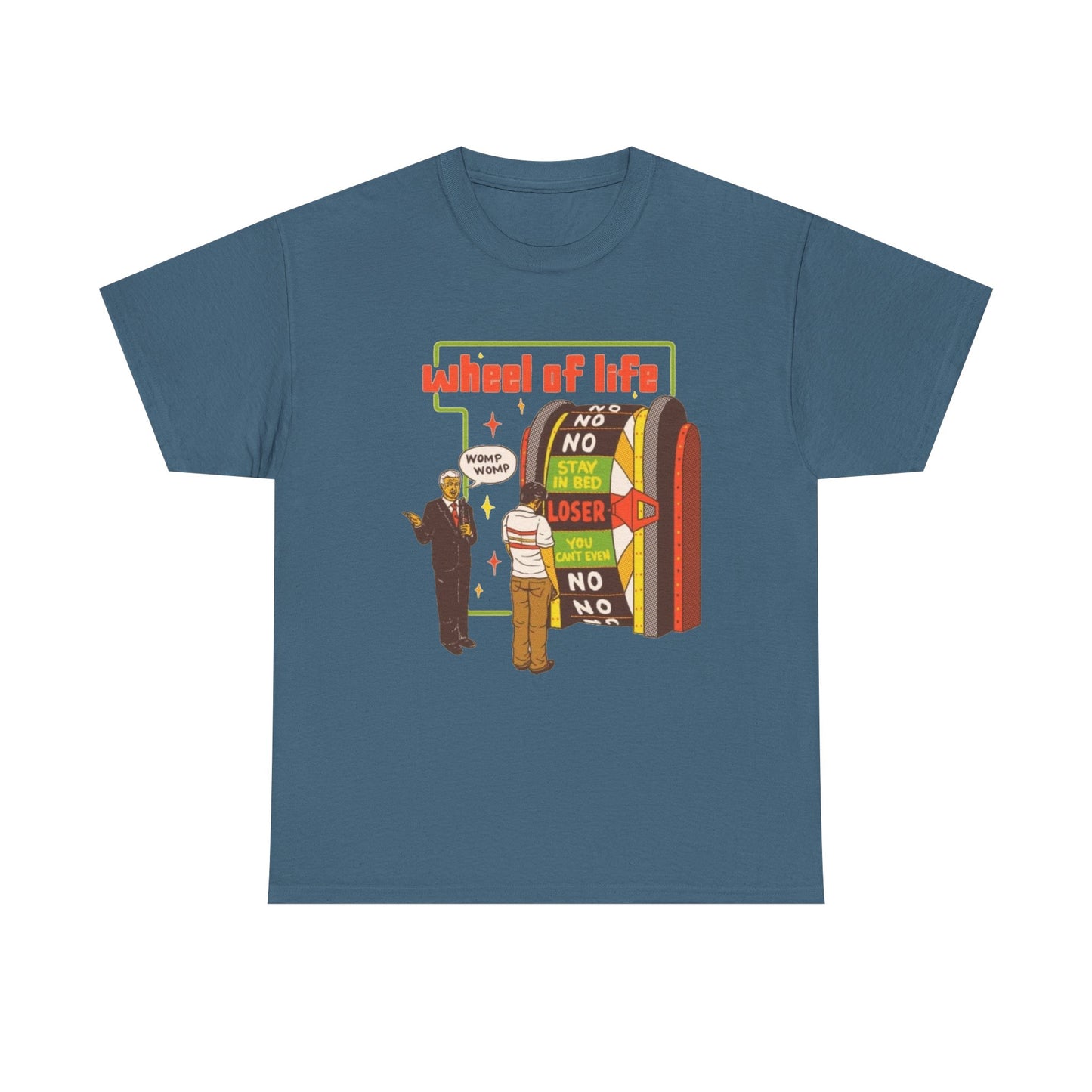 Wheel Of Life Funny Dark Humor Jokes Graphic T Shirt Regular Men's Heavy Cotton Tee