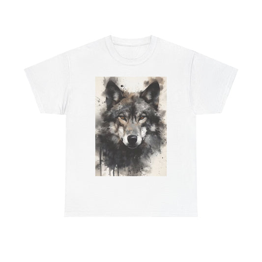 Wolf Tshirt Retro Animal Dog Lover Funny Howling Graphic Painting Heavy Cotton