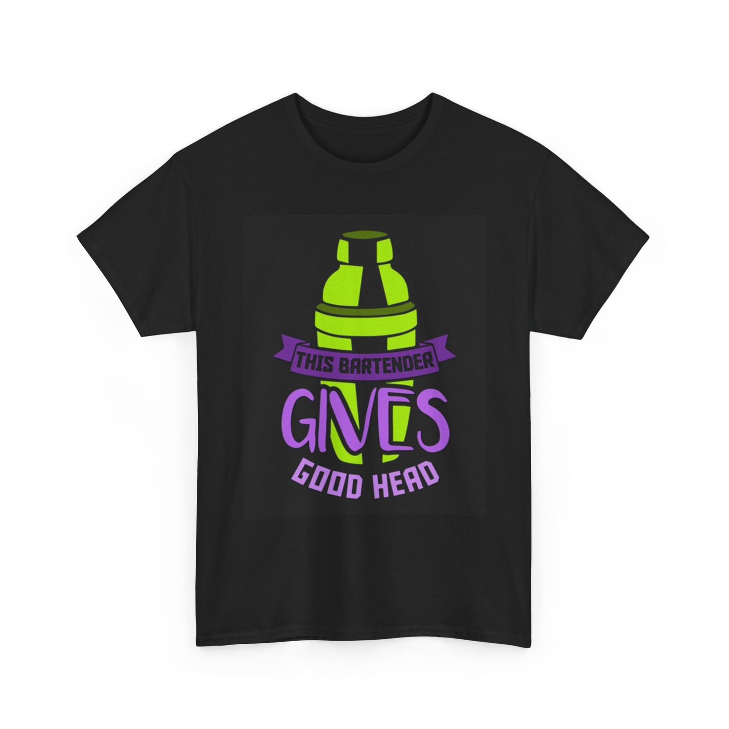 This Bartender Gives Good Head T Shirt BRAND NEW Apparel Unisex Heavy Cotton Tee