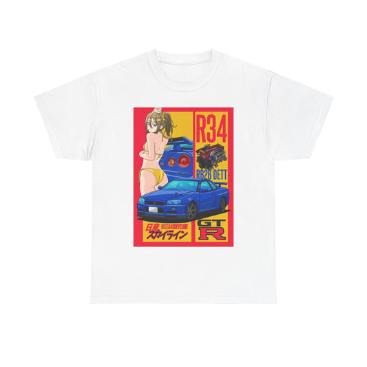 Waifu Anime T-shirt Girl Graphic Cartoon Retro Gaming Unisex GTR Tee Gamer
