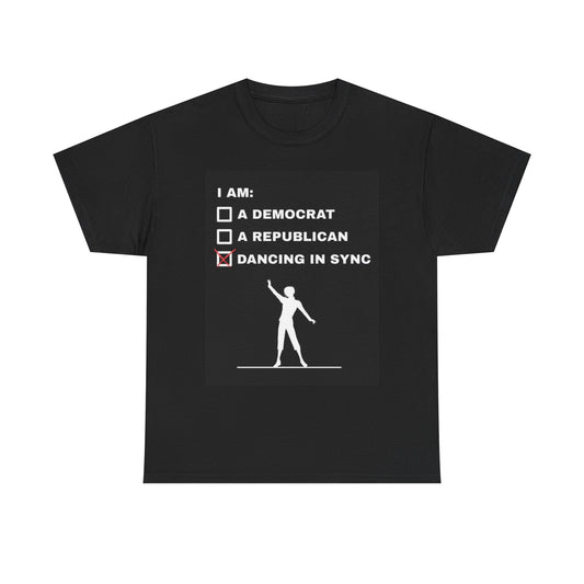 Dancing In Sync Tshirt Democrat or Republican Funny Gift Unisex Heavy Cotton Tee