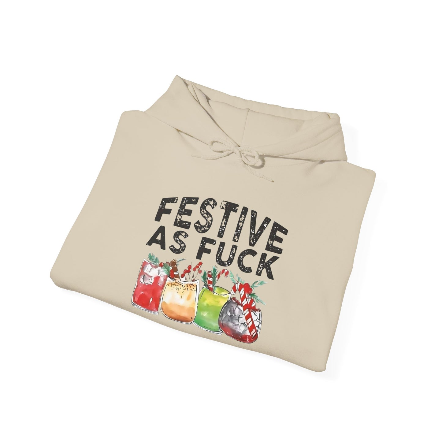 Festive AF Funny Holidays Graphic Hoodie Unisex Heavy Blend™ Hooded Sweatshirt