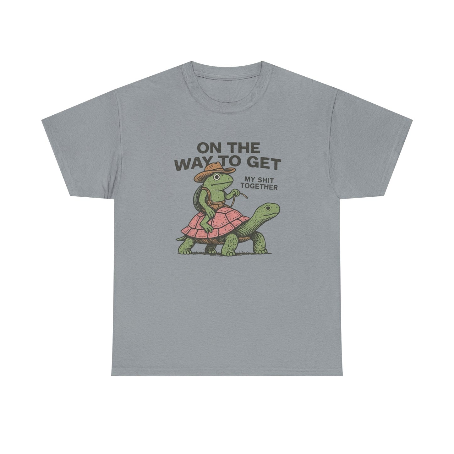 On My Way To Get It Together Funny Frog Cowboy Graphic T Shirt Tee Retro Gift