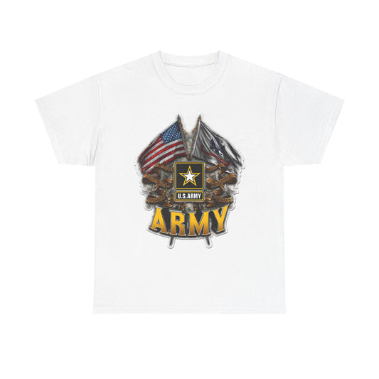 Army Graphic T Shirt Vintage American Flag Retro Military Unisex Heavy Cotton