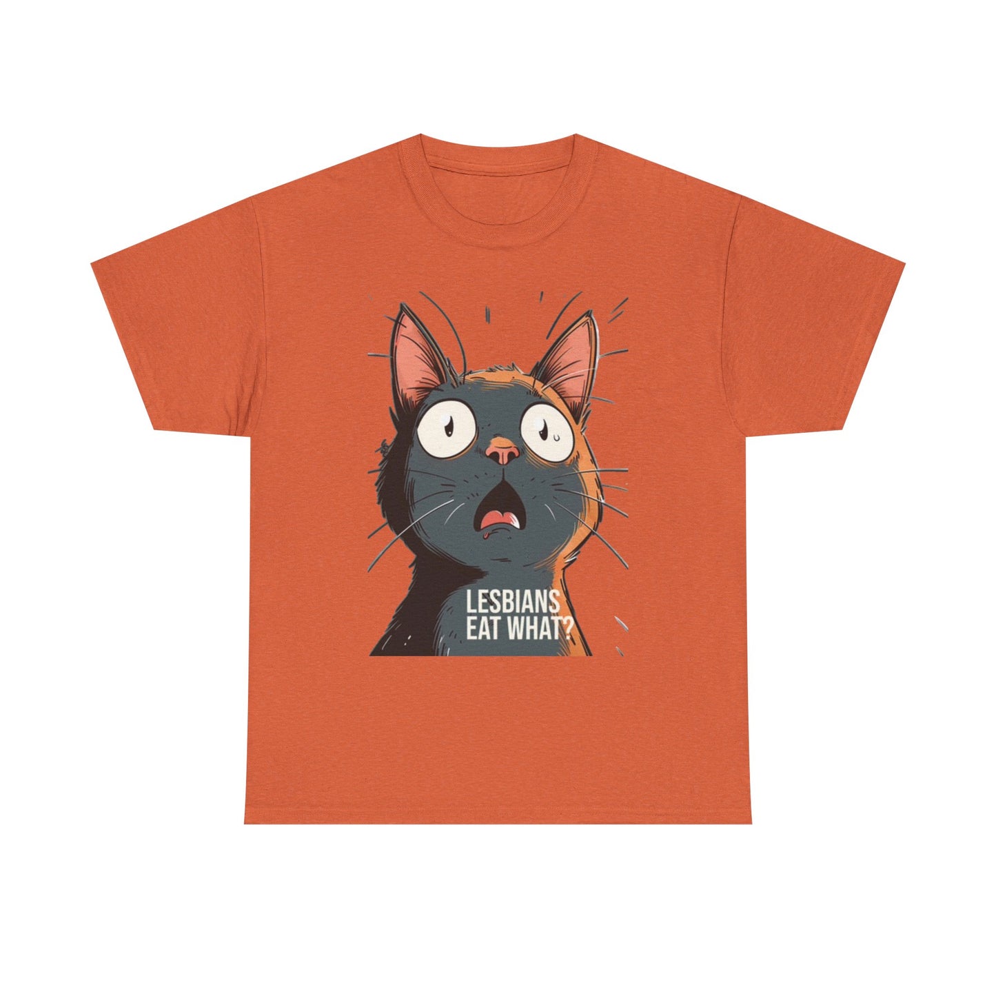 Funny Cat Lesbian Jokes Humor Graphic T Shirt NEW Unisex Heavy Cotton Tee