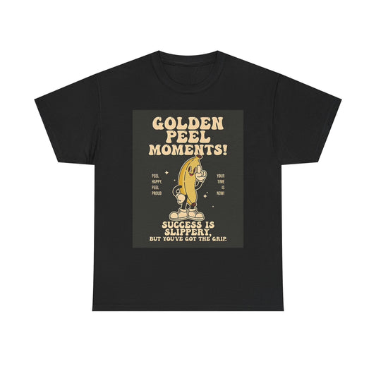 Golden Peel Moments Banana Graphic T Shirt Funny Unisex Heavy Cotton Tee