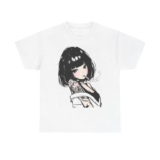 Waifu Anime T-shirt Girl Graphic Cartoon Retro Gaming Unisex Heavy Tee Gamer rr