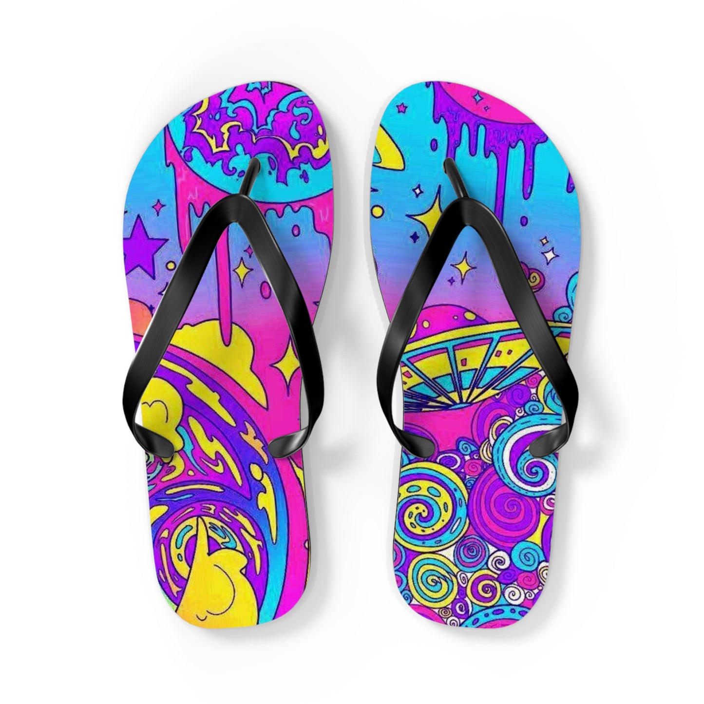 Neon Drip Beach Sandals, Slides for Summer, Flip Flops, Water Resistant