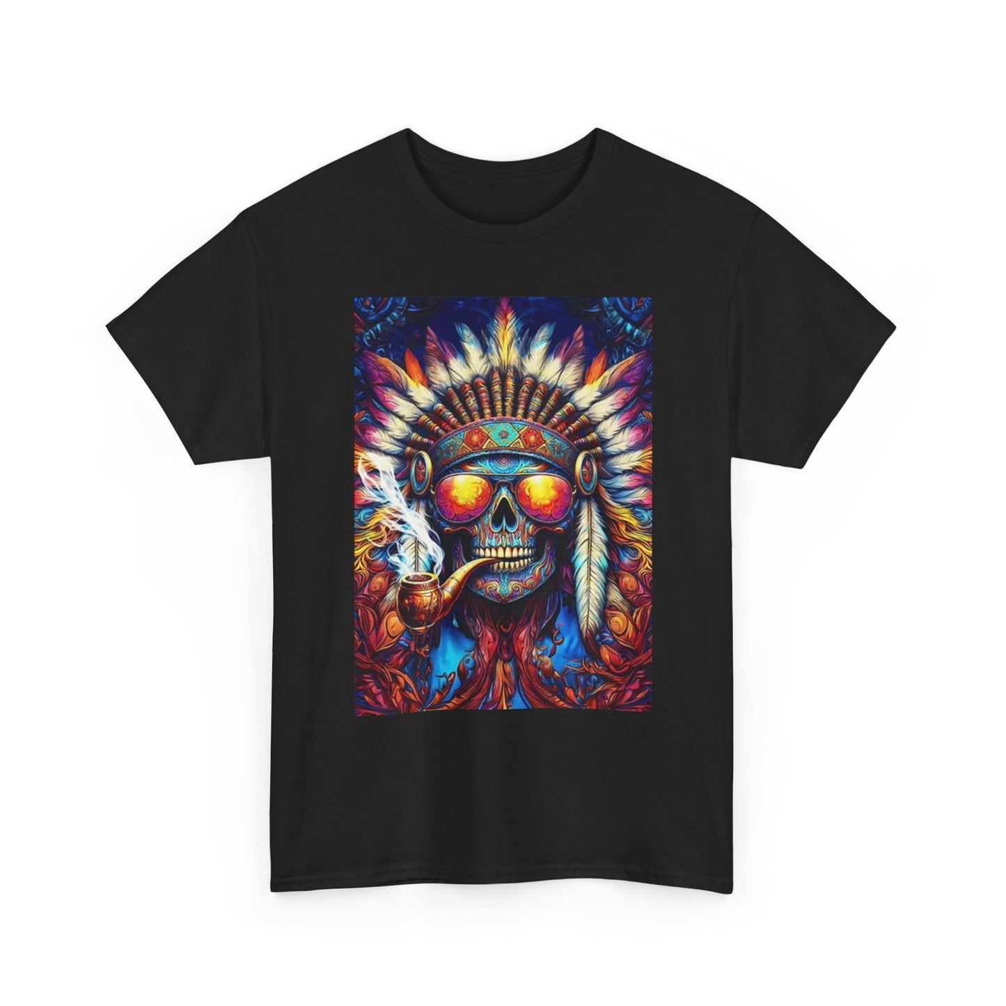Native American Peace Pipe T Shirt Retro Vintage Unisex Heavy Cotton Tee