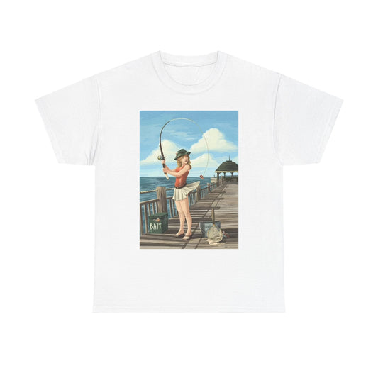 Fishing Graphic T Shirt Funny Women Fishing Unisex Heavy Cotton Tee