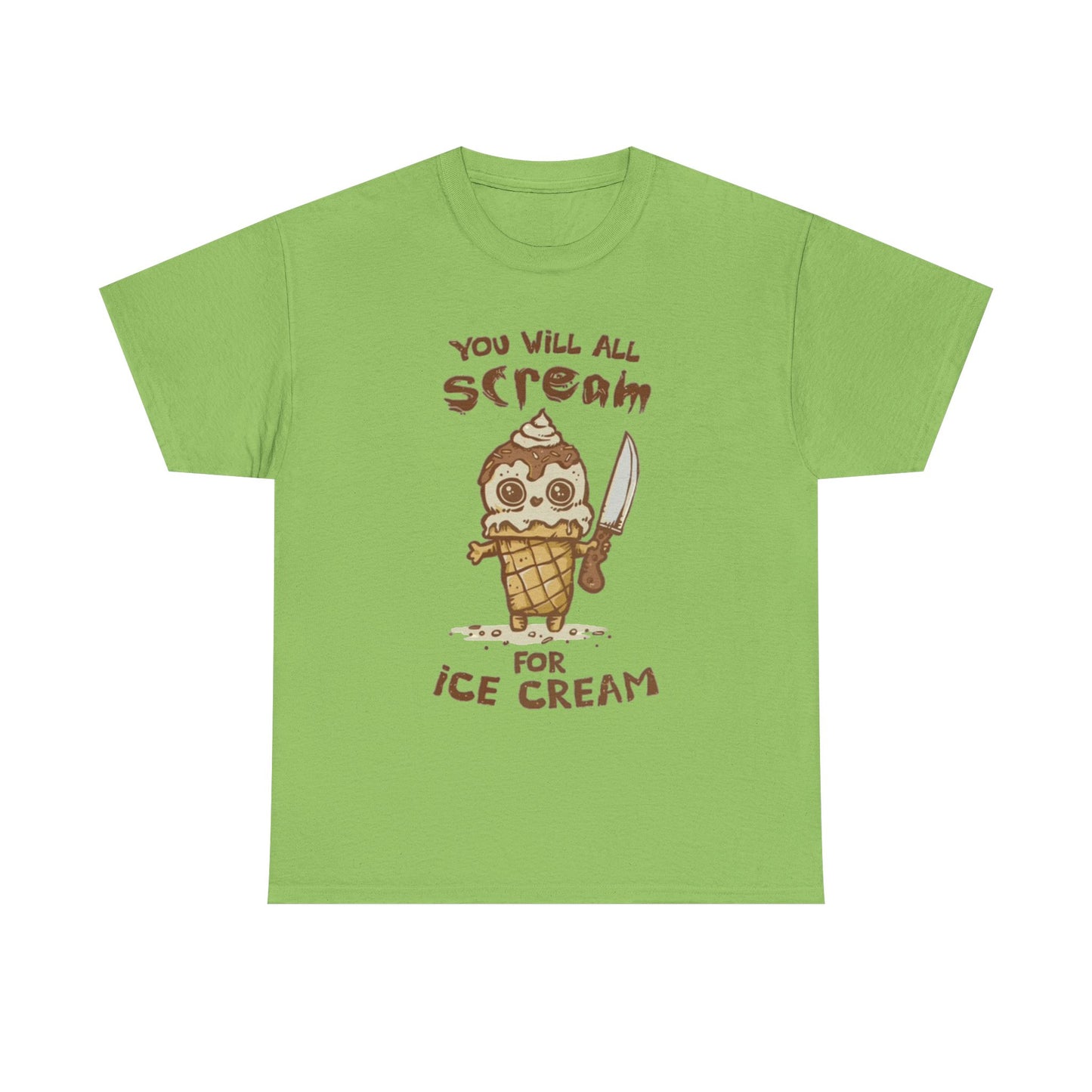 Scream For Ice Cream Funny Graphic T Shirt NEW Unisex Heavy Cotton Tee