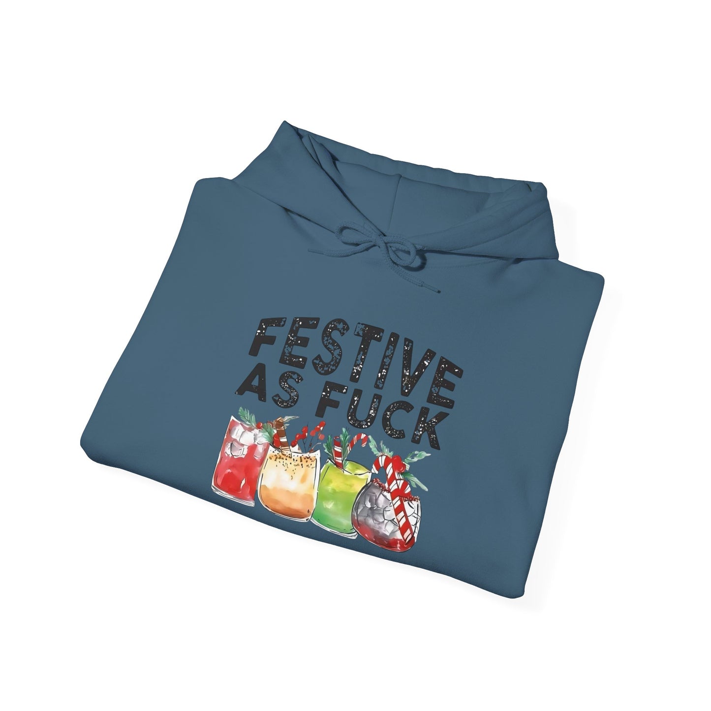 Festive AF Funny Holidays Graphic Hoodie Unisex Heavy Blend™ Hooded Sweatshirt