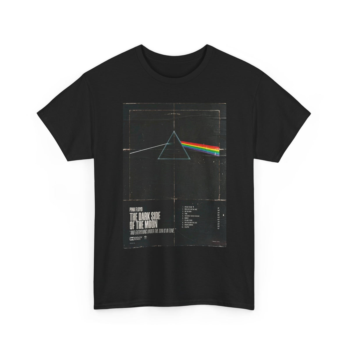 Dark Side Of The Moon T Shirt Vintage Rock Album Unisex Heavy Cotton Tee