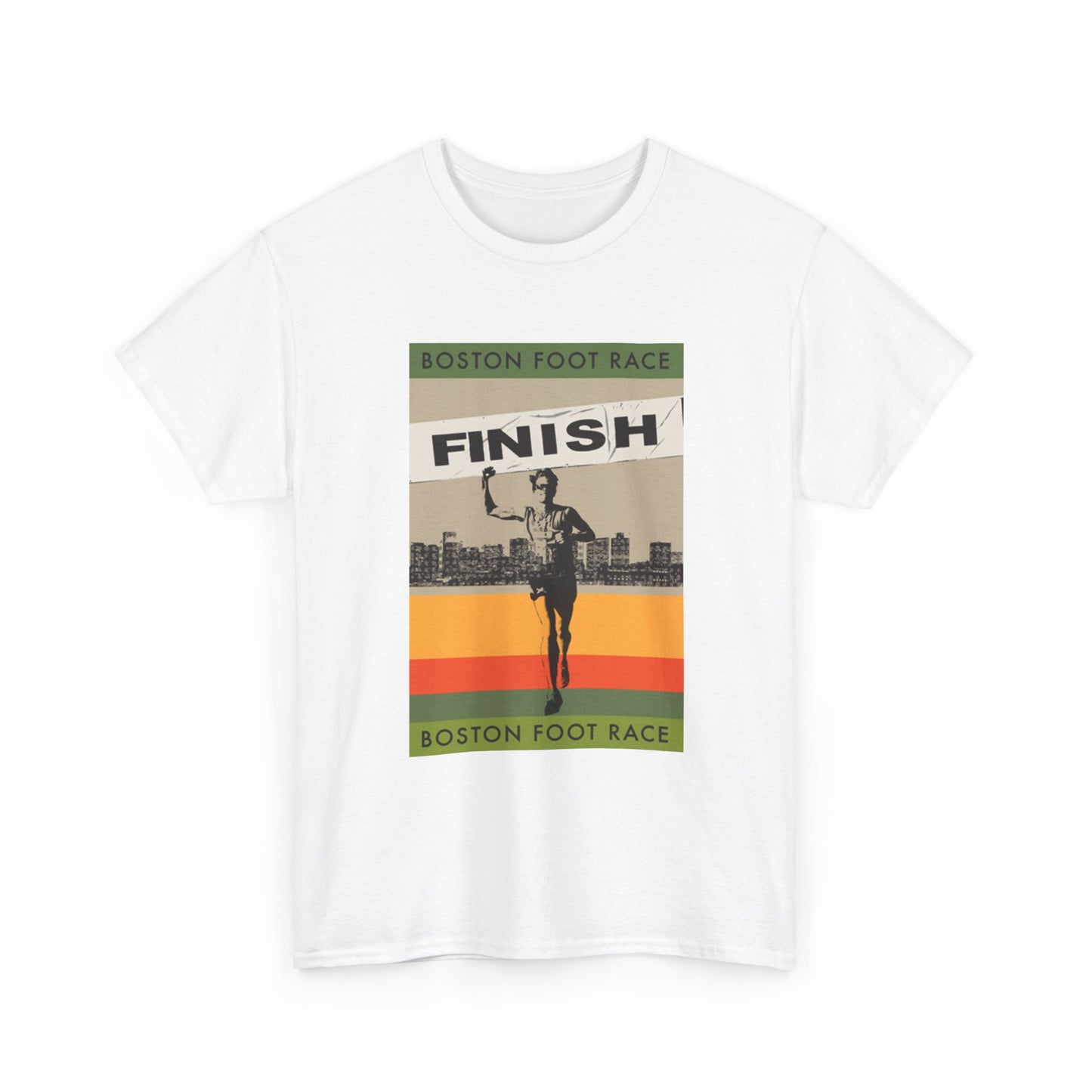 Boston Marathon Tshirt Poster Running Retro Graphic Unisex Heavy Cotton Tee