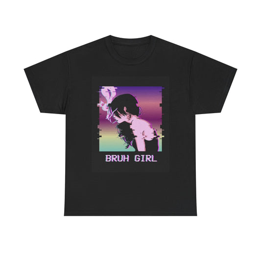 Bruh Girl Anime Graphic T Shirt Retro Waifu Retro Unisex Heavy Cotton Tee