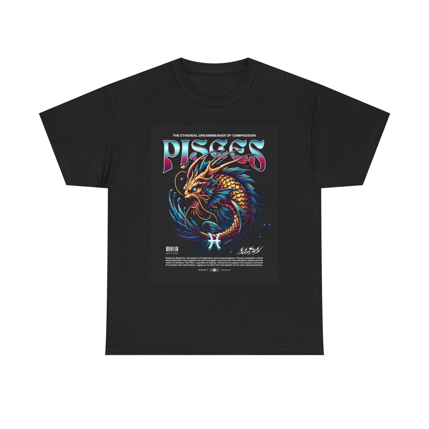 Pisces Zodiac Astrology Sign Graphic T Shirt Unisex Heavy Cotton Tee