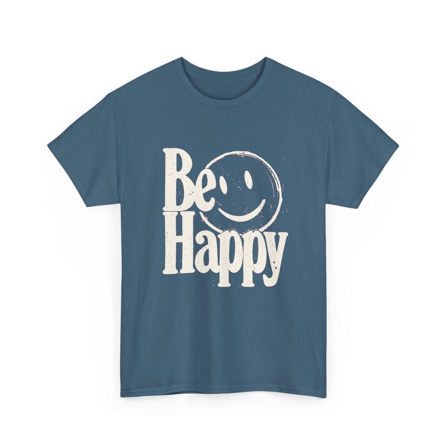 Be Happy Smiley Face Graphic T Shirt Unisex Cotton Tee - New Gift - Tee Retro