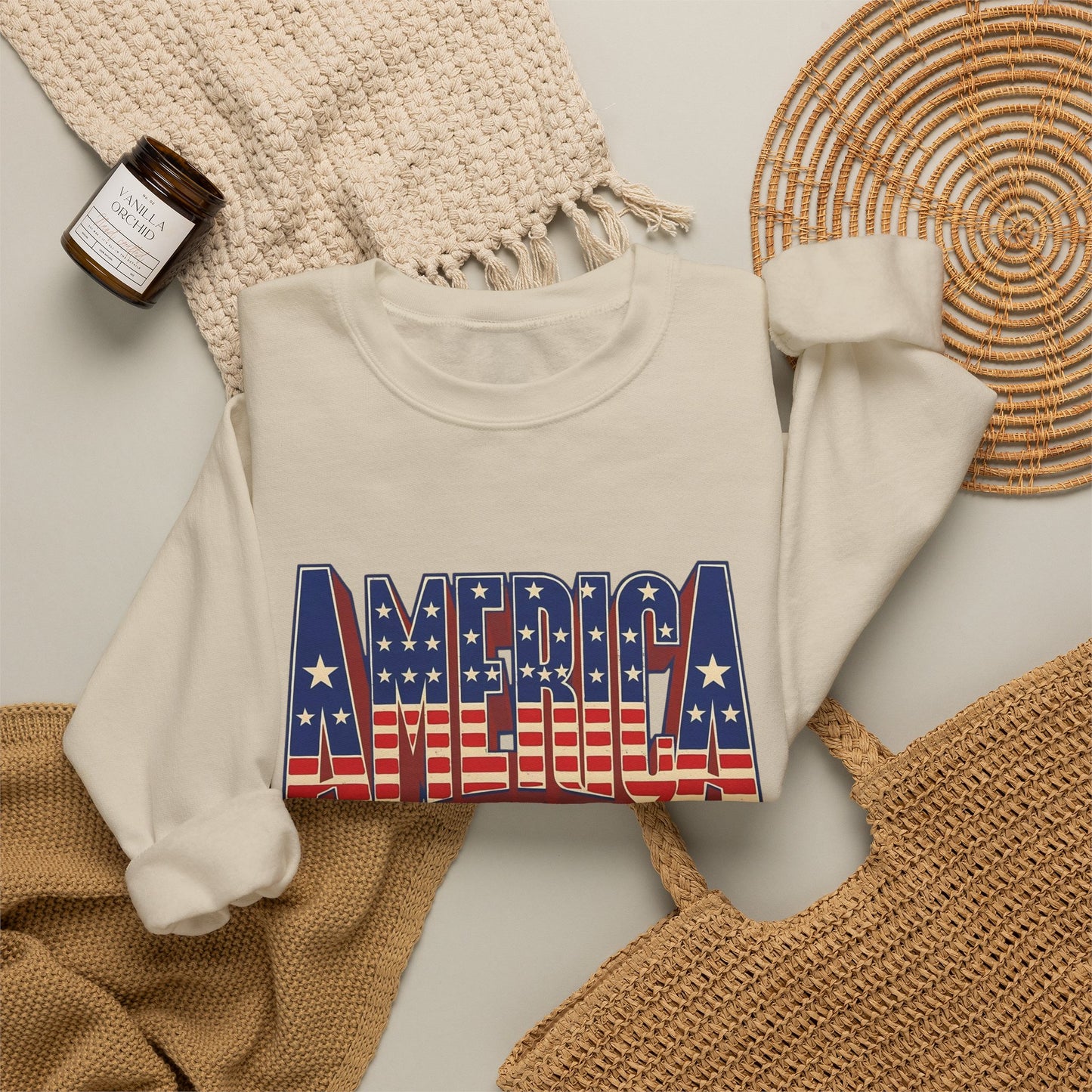 America Graphic USA Retro Sweater NEW Unisex Heavy Blend™ Crewneck Sweatshirt