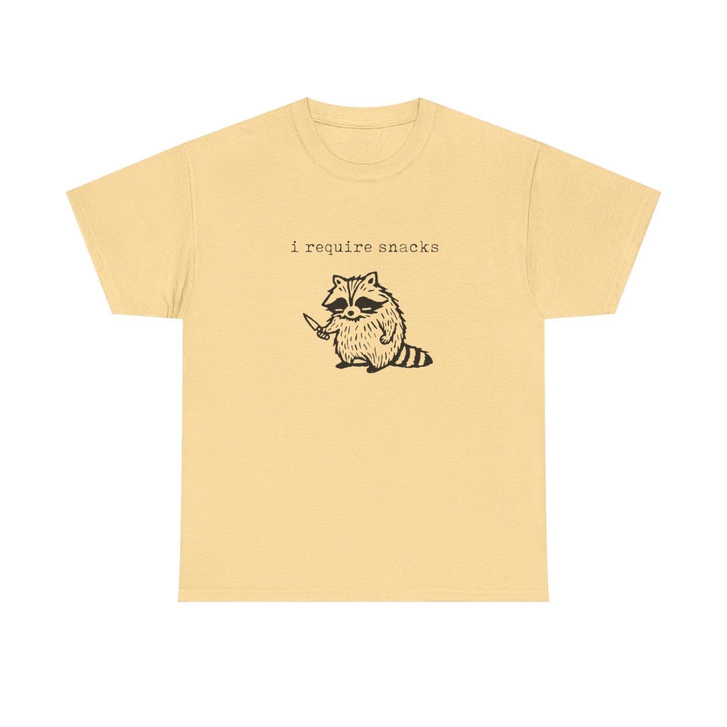 I require Snacks Funny Graphic T Shirt Unisex Heavy Cotton Tee