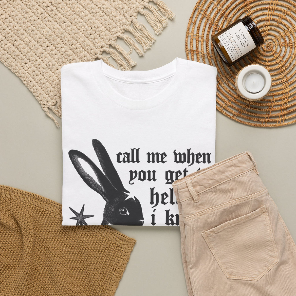 Black Rabbit Telephone Quote T-Shirt Men's Graphic Tee