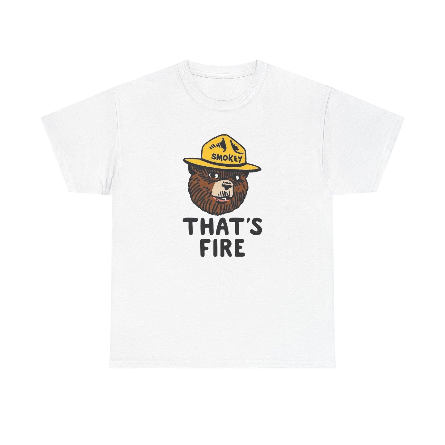 Smokey The Bear That's Fire Funny Graphic T Shirt NEW ADULT TEE VINTAGE