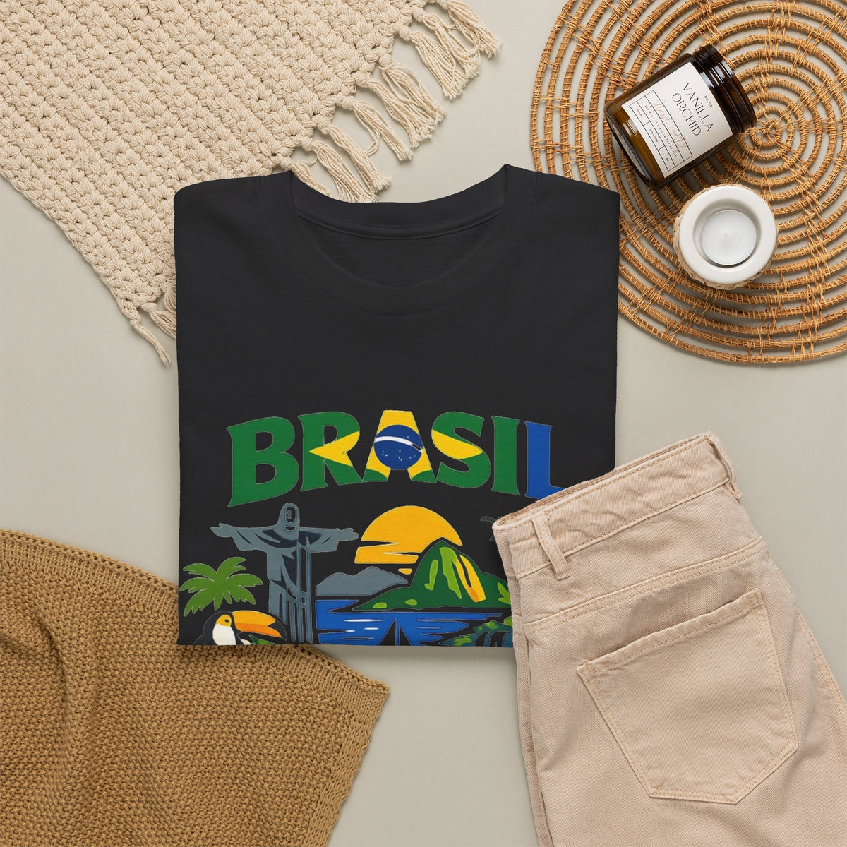 Brazil Flag Retro Graphic T Shirt Men's Heavy Cotton Tee