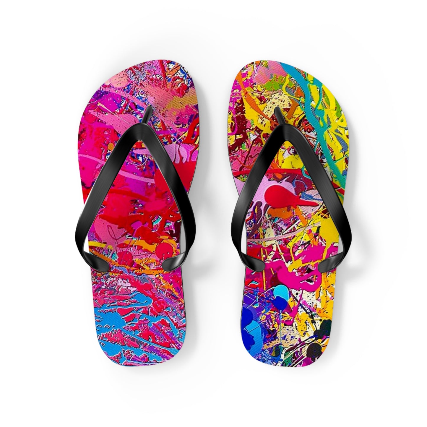 Paint Splatter Mix Flip Flops, Sandals Slides, Summer Footwear, Brand New