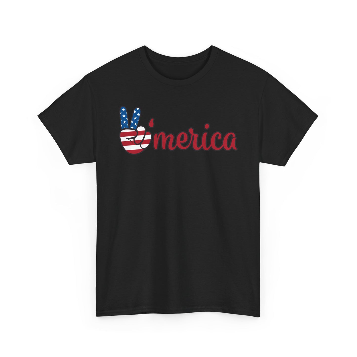 America Peace Sign Graphic T Shirt USA American Flag Unisex Heavy Cotton Tee