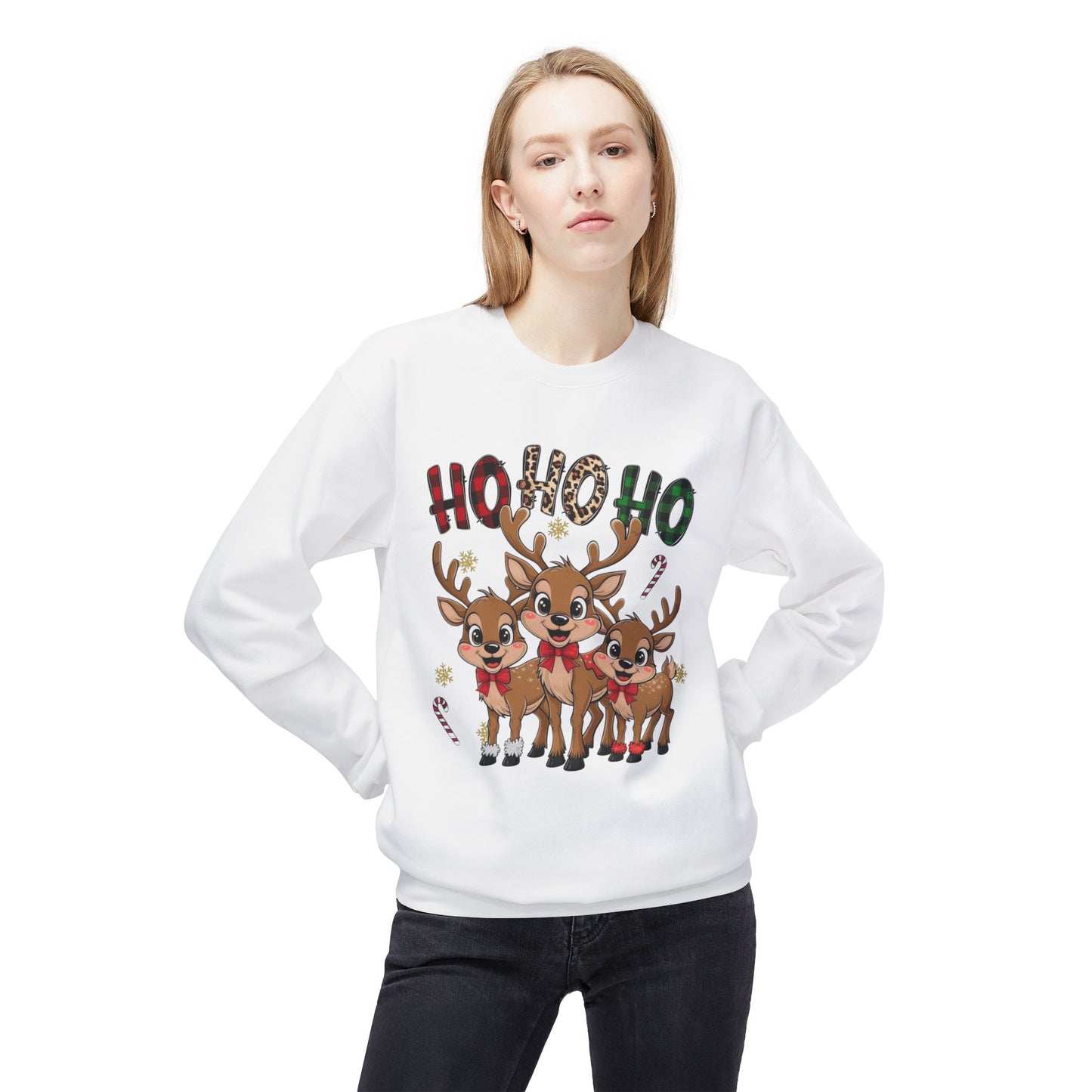 Ho Ho Ho Sweater Christmas Unisex Midweight Softstyle Fleece Crewneck Sweatshirt