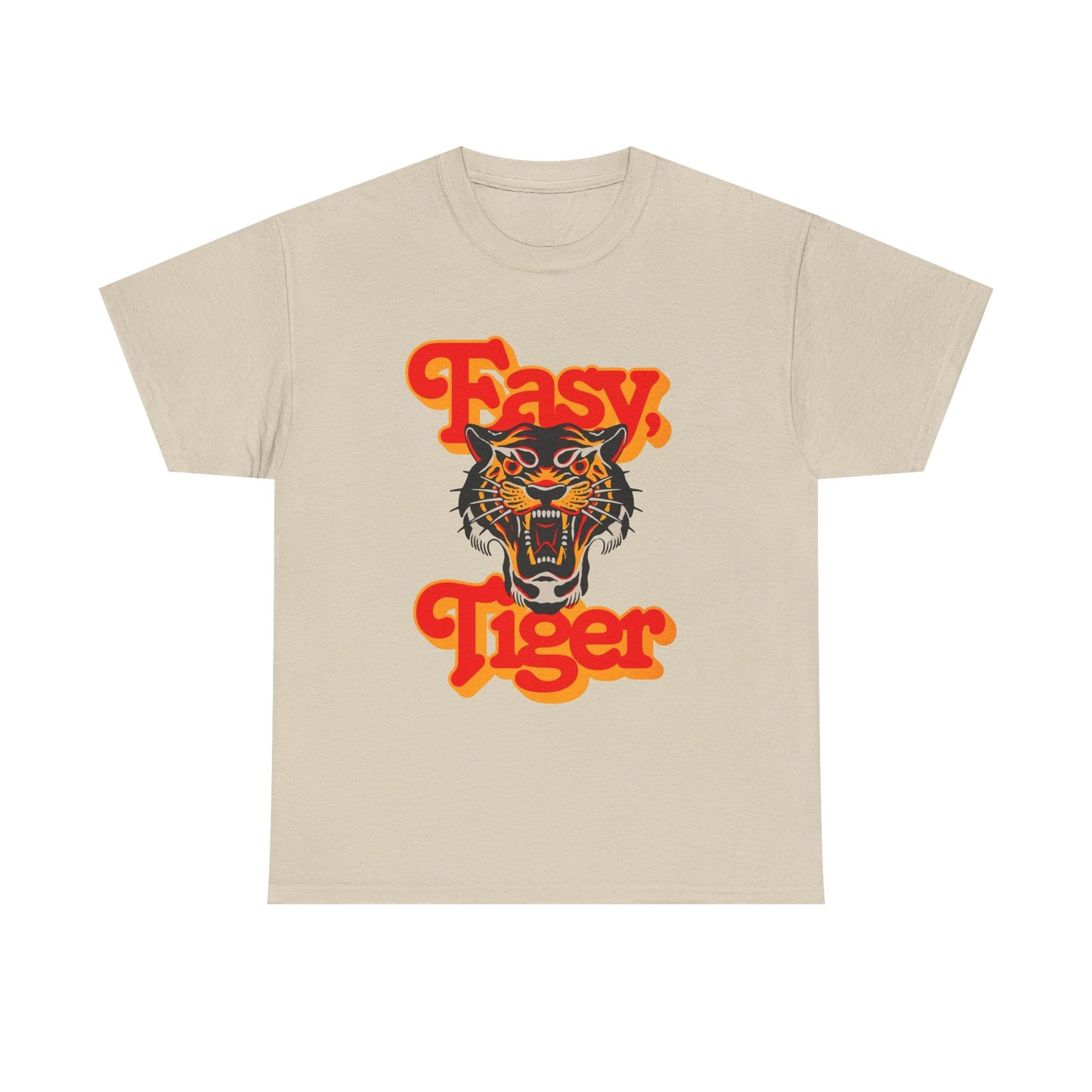 Easy Tiger Retro 70's Classic Graphic T Shirt Regular Men's Heavy Cotton Tee