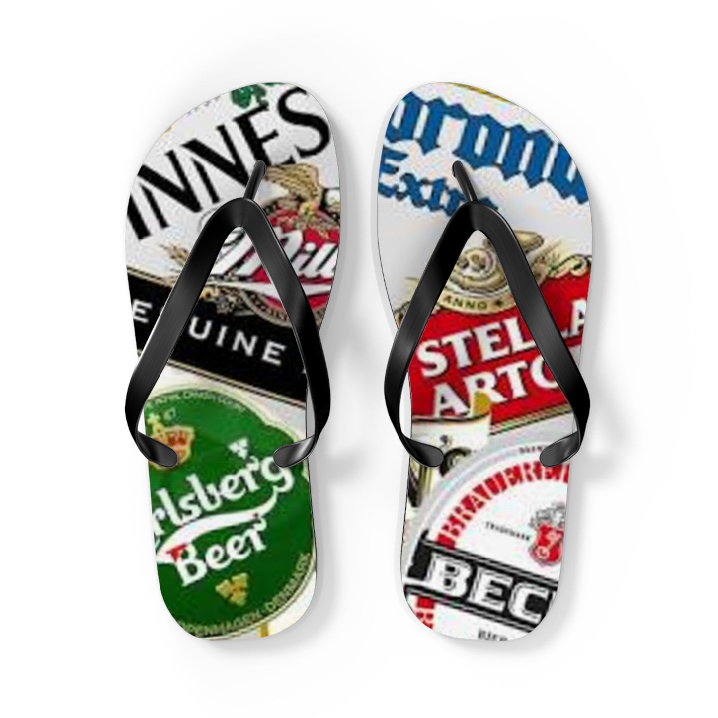 Beer Labels Summer Sandals, Beach Shoes, Vacation Flip Flops, Pool Slides