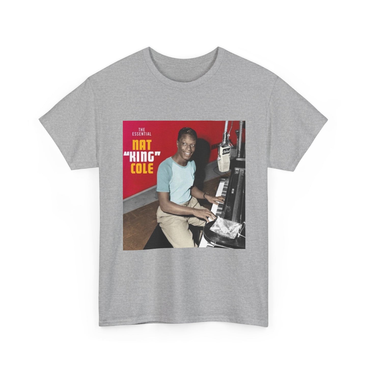 Nat King Cole Tshirt Vintage Piano Concert Poster retro Unisex Heavy Cotton Tee