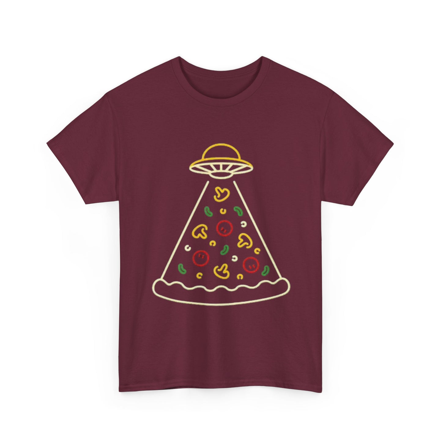 Space Pizza Shirt Funny Aliens One Bite Pizza Graphic Unisex Heavy Cotton Tee