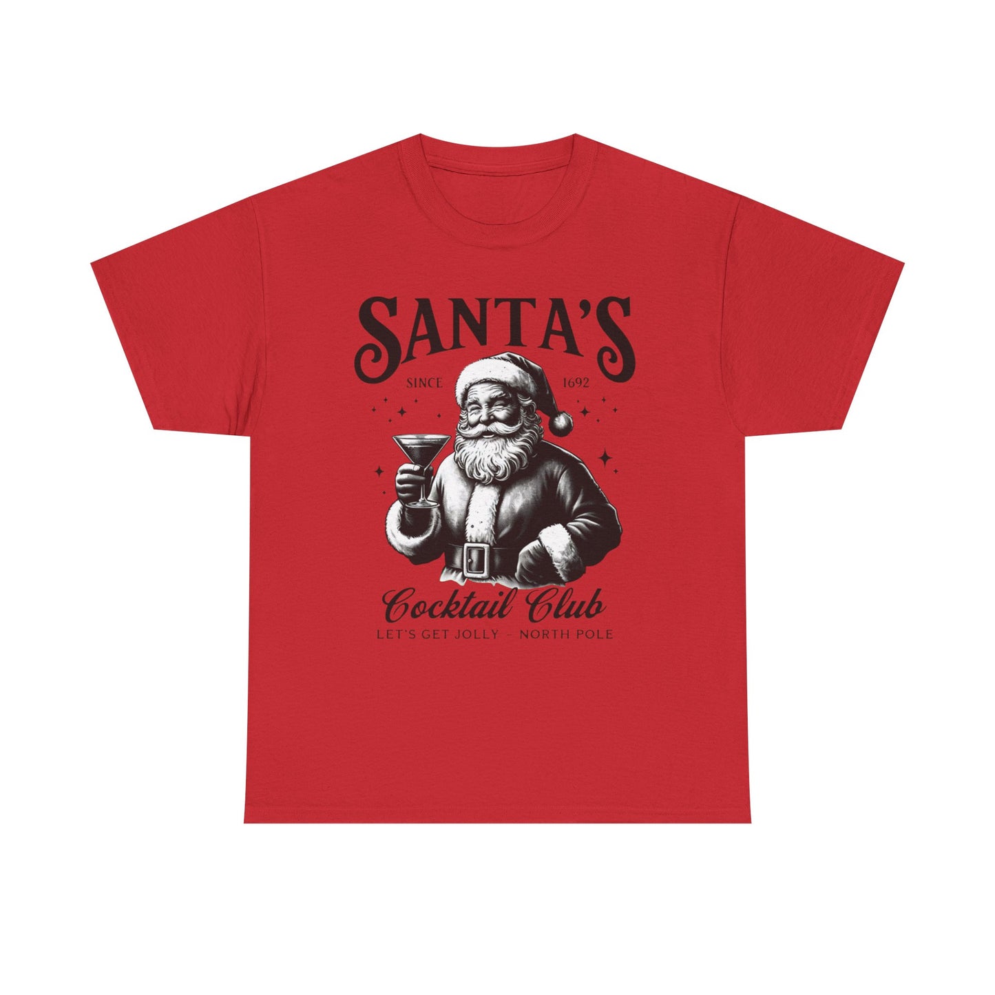 Santa's Cocktail Club Graphic T Shirt NEW Adult Tee