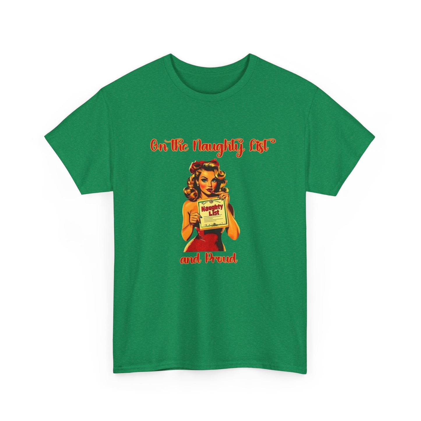 On The Naughty List And Proud Christmas Vintage Graphic T Shirt NEW Adult Tee
