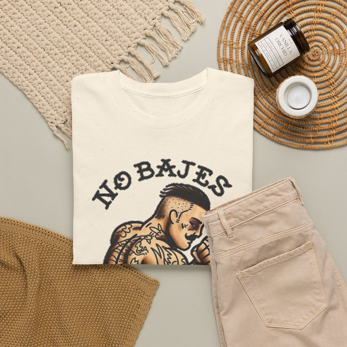No Rules Luchador Tattoo Graphic T-Shirt Men's Tee