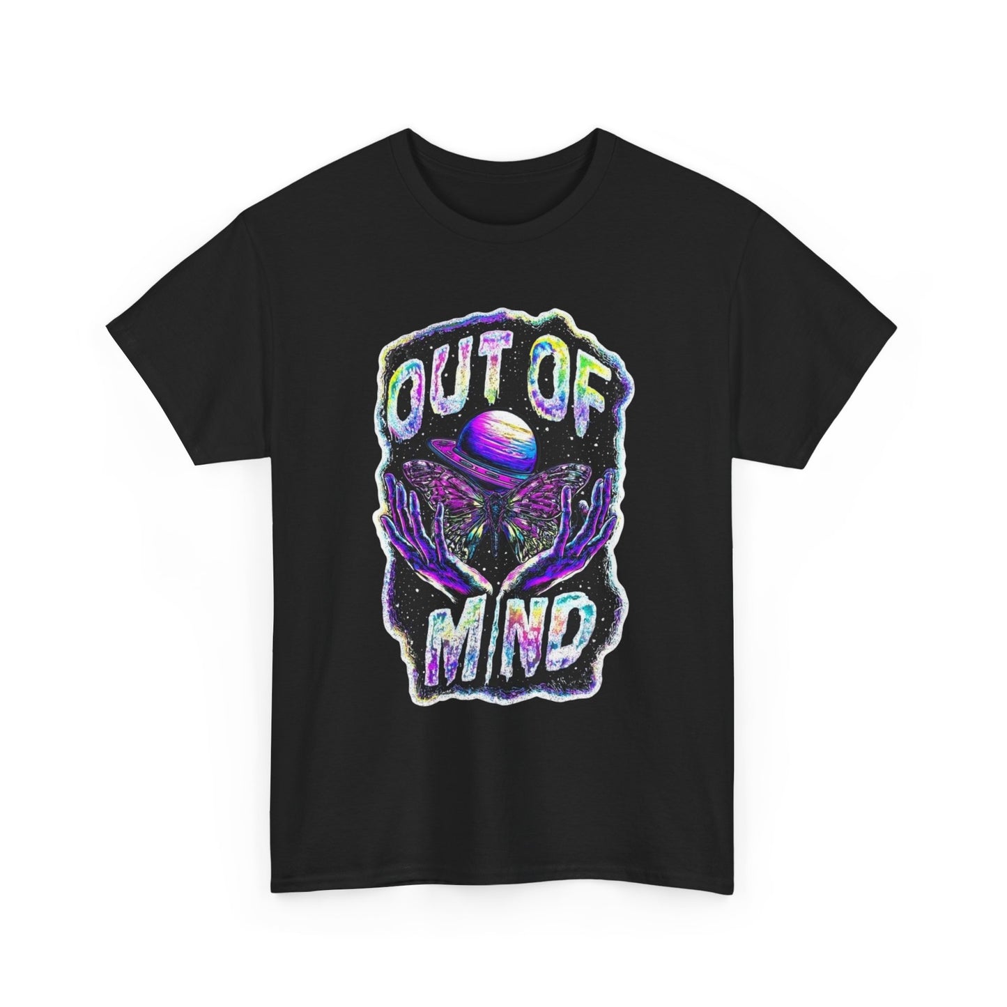 Out Of Mind Groovy Space Graphic T Shirt Unisex Heavy Cotton Tee