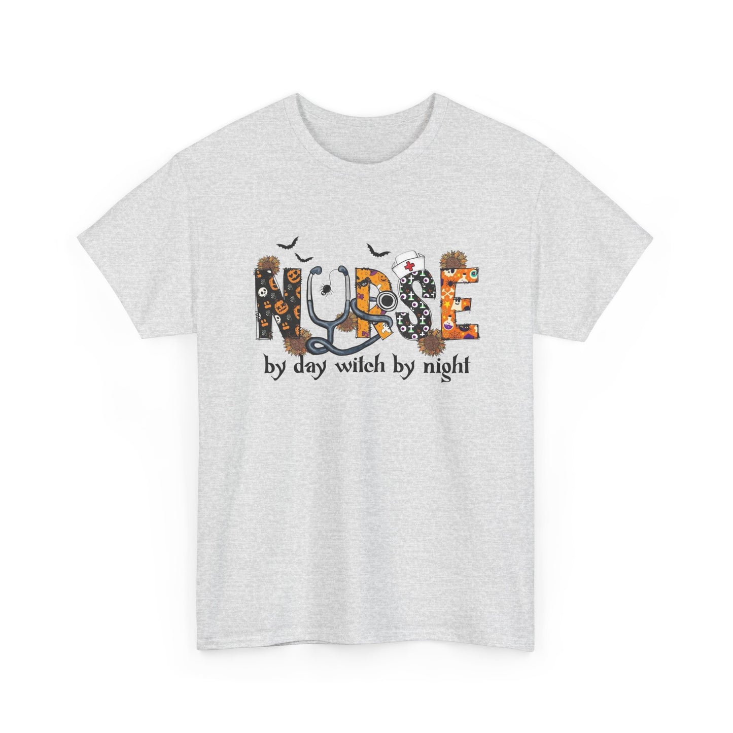 Nurse By Day Witch By Night Graphic T Shirt NEW Unisex Heavy Cotton Tee