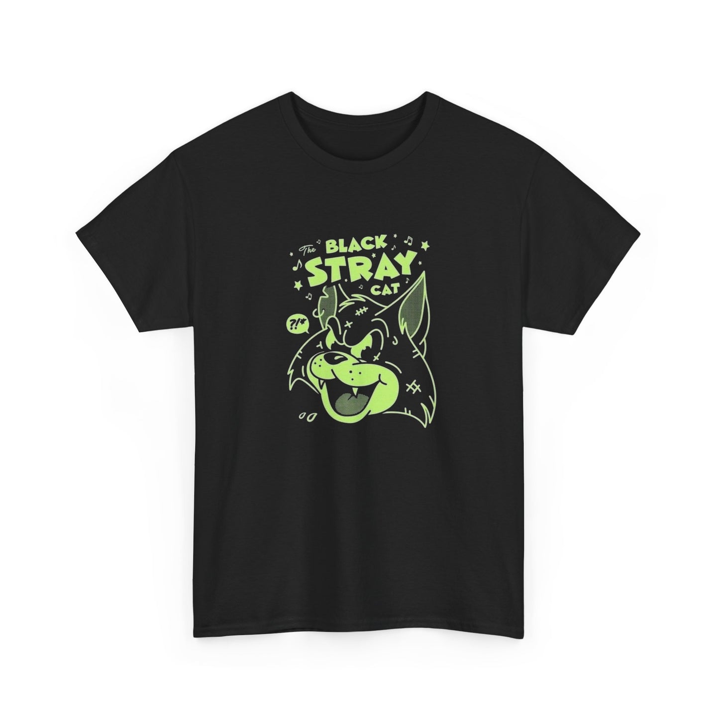 The Black Stray Cat Alley Cat Graphic T Shirt Unisex Heavy Cotton Tee