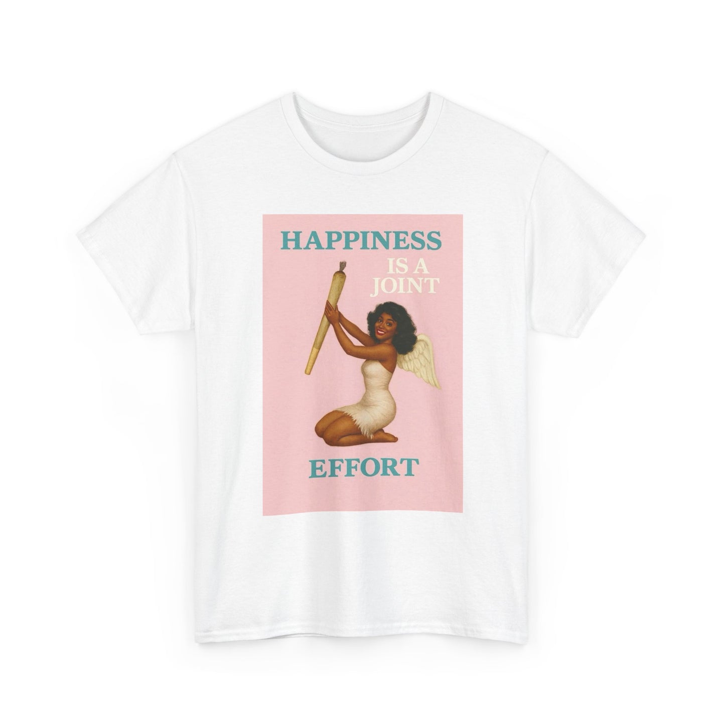Happiness Is A Joint Effort Graphic T-Shirt Womens Comfy Cotton Tee NEW
