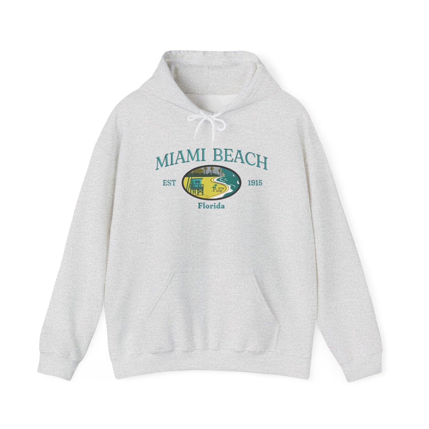 Miami Beach Graphic Hoodie Heavy Blend Sweatshirt NEW