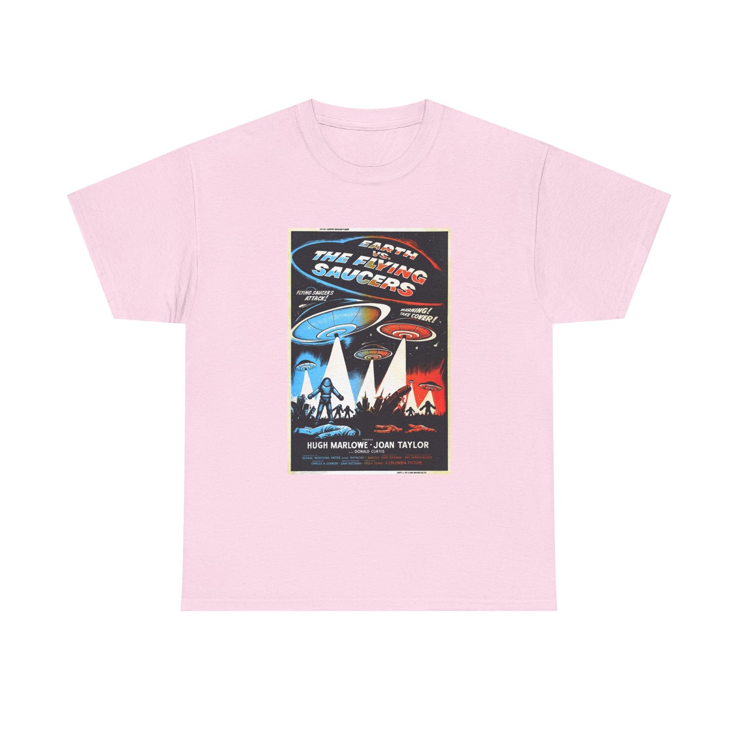Earth vs Flying Saucers Tshirt Vintage Movie Poster Unisex Heavy Cotton Tee