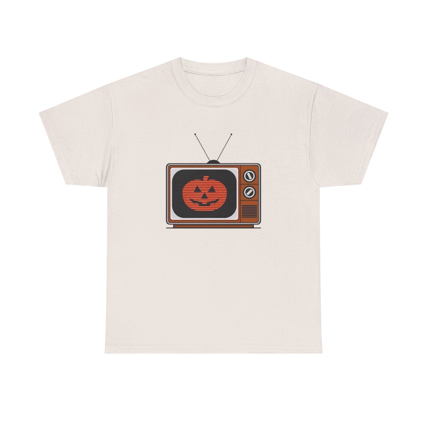 Halloween Pumpkin Tv Retro Graphic T Shirt Unisex Heavy Cotton Tee