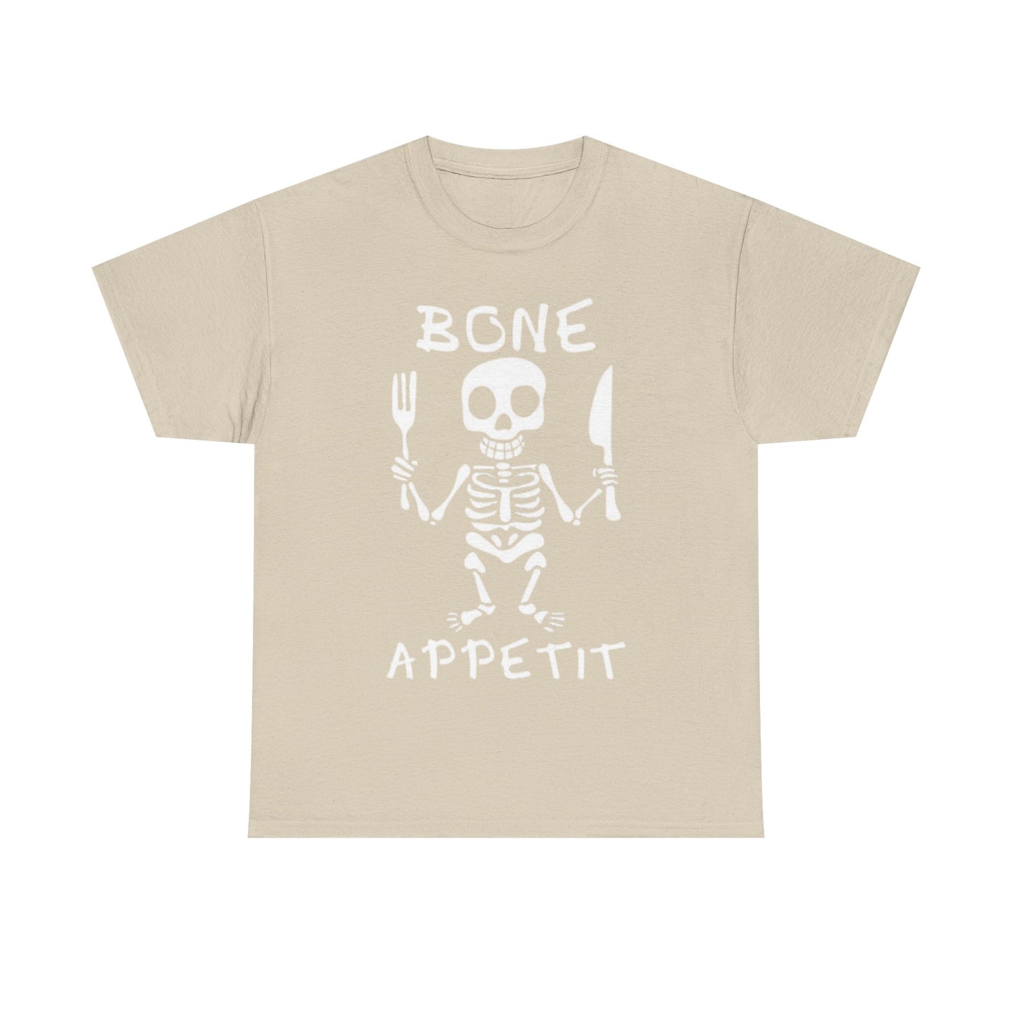 Bone Appetit Shirt Funny Comedy Jokes Skeleton Chef Sous Unisex Heavy Cotton Tee