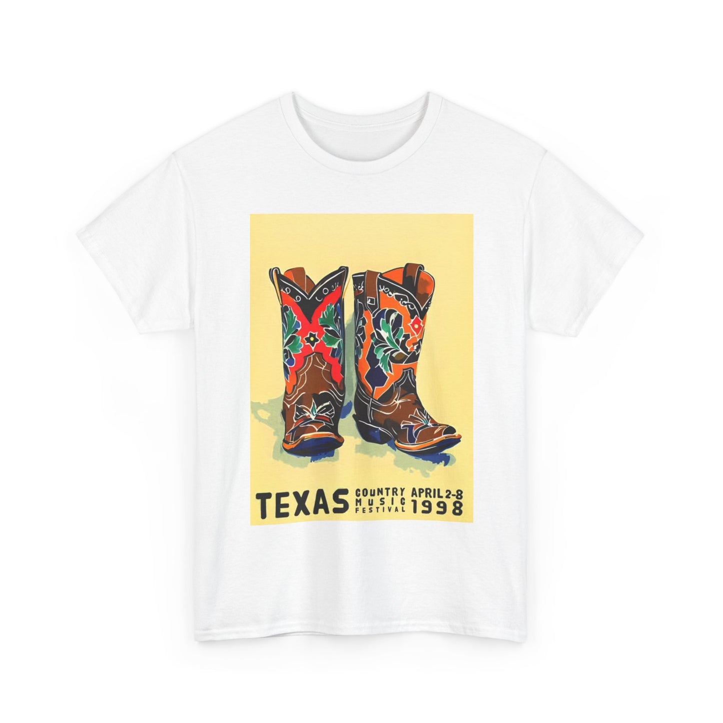 Texas Country Fest Tshirt Merch Cowboy Boots Art Unisex Heavy Cotton Tee